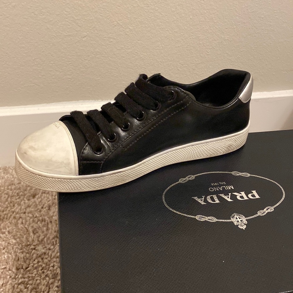 Prada Leather Tennis Shoes